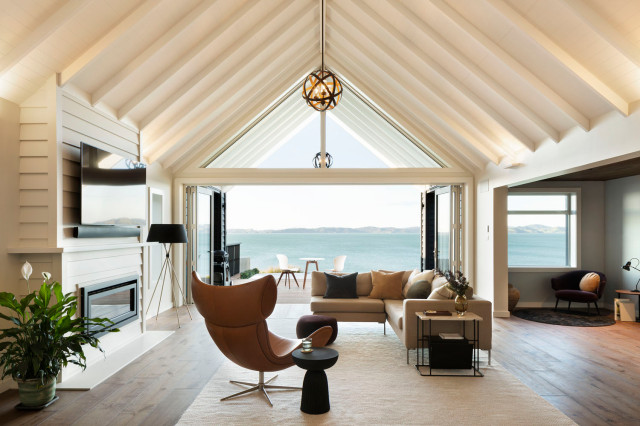 Beachlands House contemporary-vardagsrum