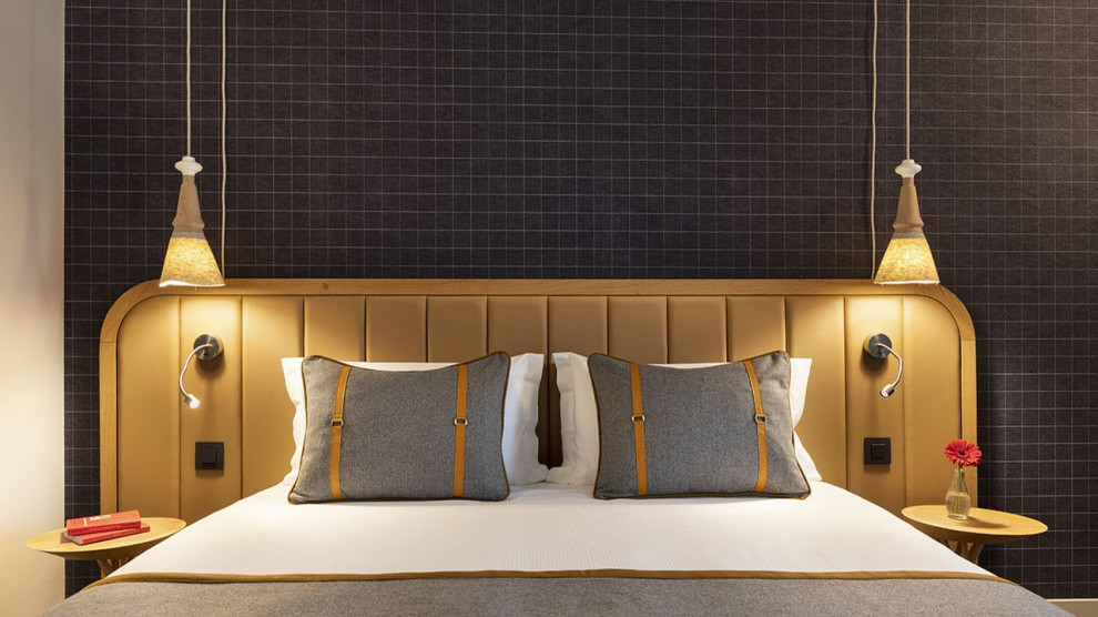 Tête de lit en cuir - projet hôtelier - Contemporáneo - Dormitorio ...