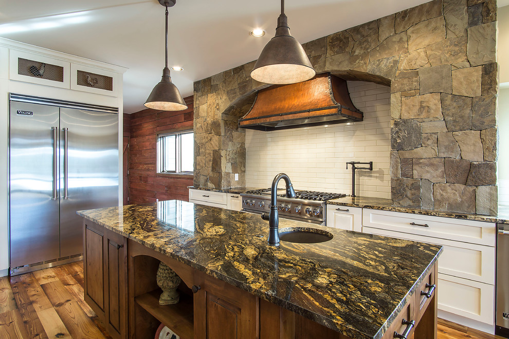 Inspiration for a rustic kitchen remodel in Denver