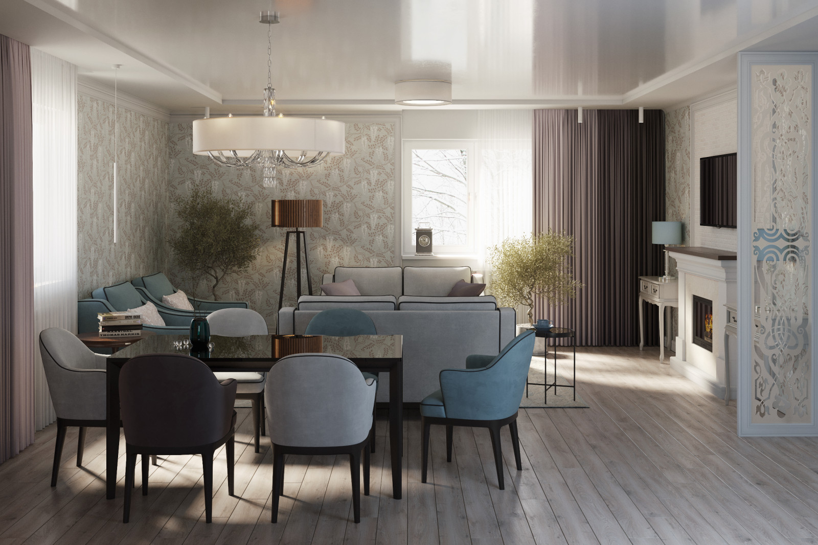 Гостиная частного дома для возрастной семейной пары