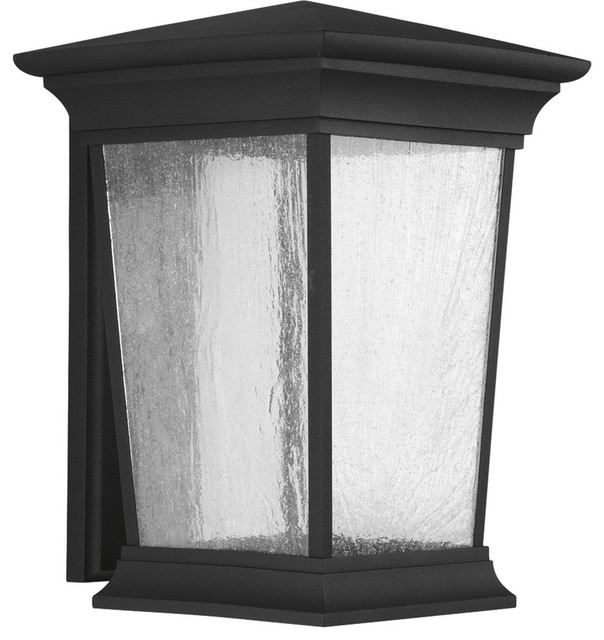 Arrive 17w 1 Led Extra Large Outdoor Wall Lantern Black Clear Seeded Glass 16