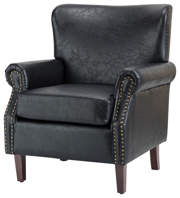 Jose Vegan Leather Armchair, Black