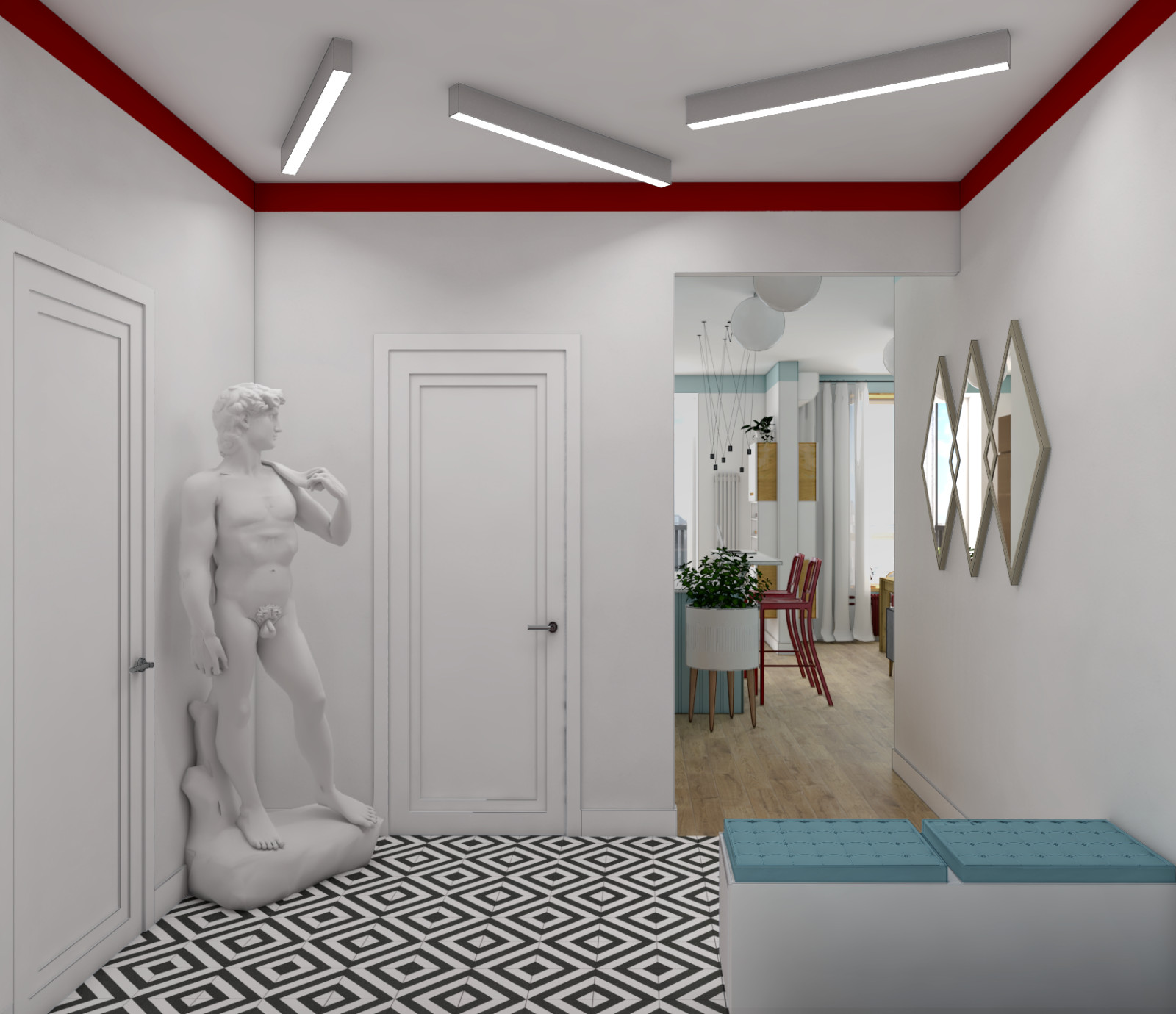 Интерьер с красными акцентами