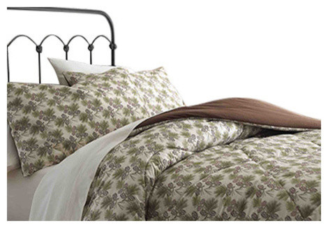 Pinecone Micro Flannel Comforter Set Transitional Comforters