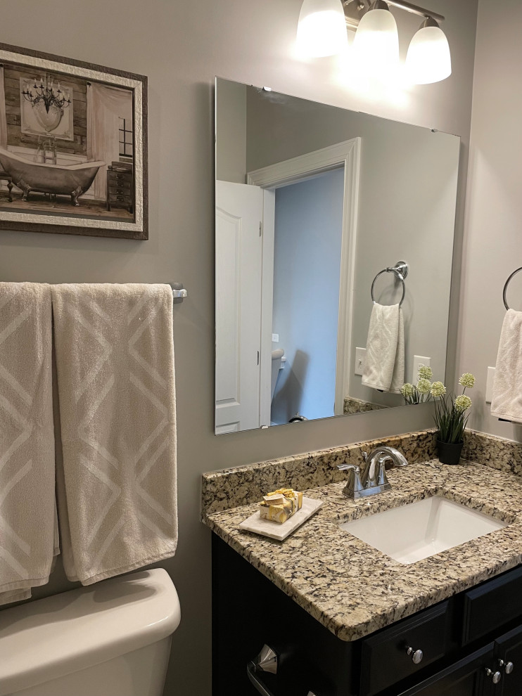 Example of a transitional home design design in Charlotte