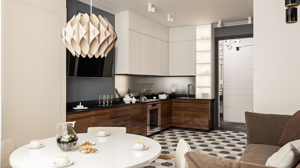 Квартира в современном стиле. Рациональное объединение пространства.