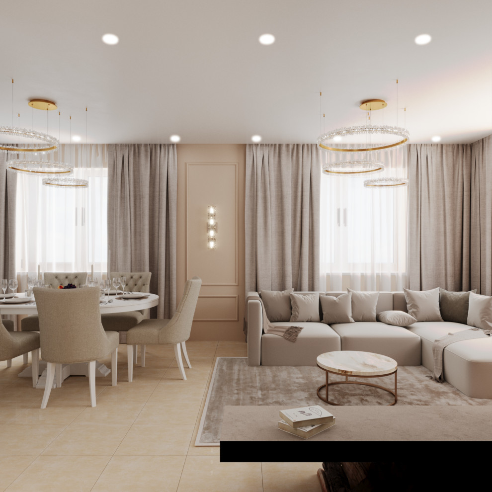 Проект загородного дома. Кухня-гостиная.