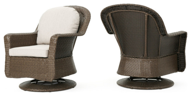 Gdf Studio Linsten Outdoor Wicker, High Back Wicker Swivel Rocker Patio Chairs