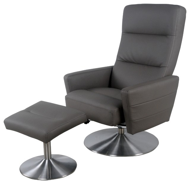Alben Recliner Lounge Chair With Ottoman 2 Piece Set Contemporary Alben Recliner Lounge Chair With Ottoman 2 Piece Set Gray Stone