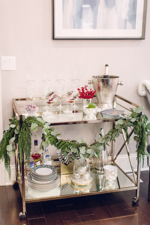 Holiday Decorated drink cart