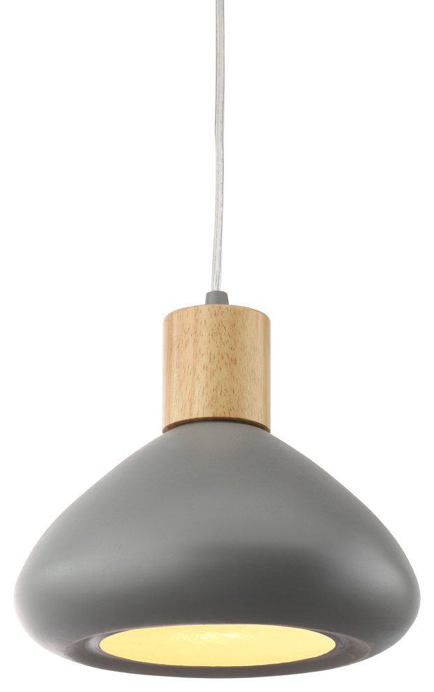Albany Iron and Wood Gray Pendant Lamp