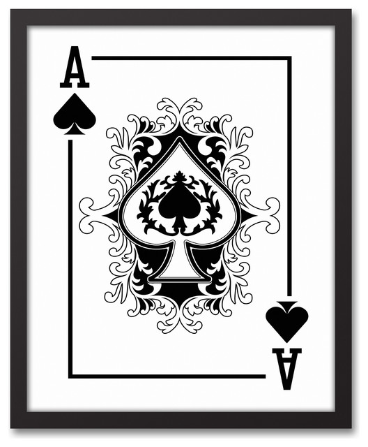 Ace Of Spades Playing Card Framed Canvas Wall Art 16 X20