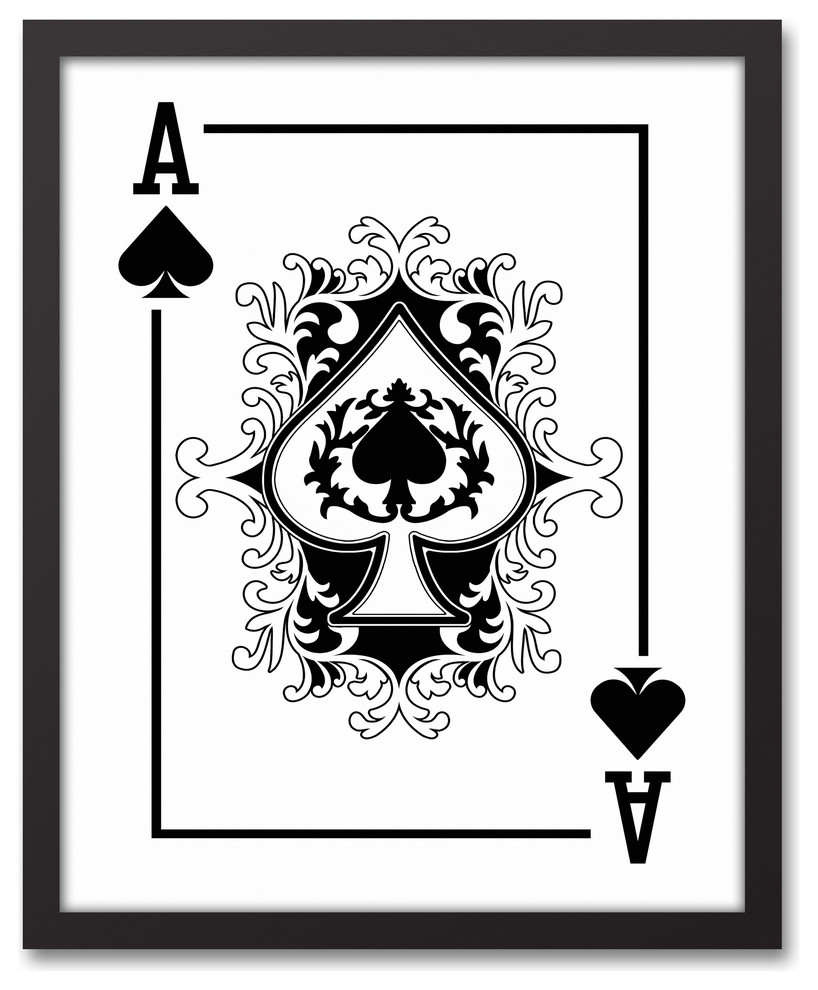 Ace of Spades Playing Card Framed Canvas Wall Art, 16"x20"
