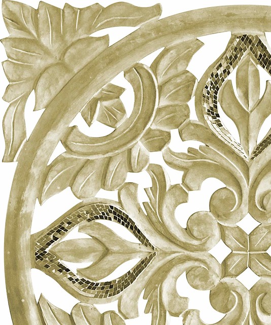 Rustic Golden Design Hand Carved 24 in. Decorative Wood Wall Panel in Rustic Golden Wall ...