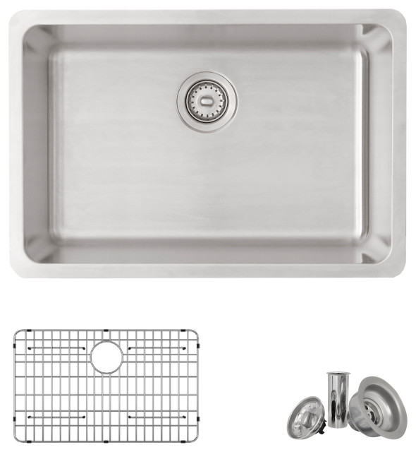 STYLISH 27 inch Single Bowl Undermount and Drop-in Stainless Steel Kitchen Sink