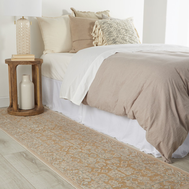 Jaipur Living Regal Damask Beige/Blue Area Rug, 2'6"x8' Runner