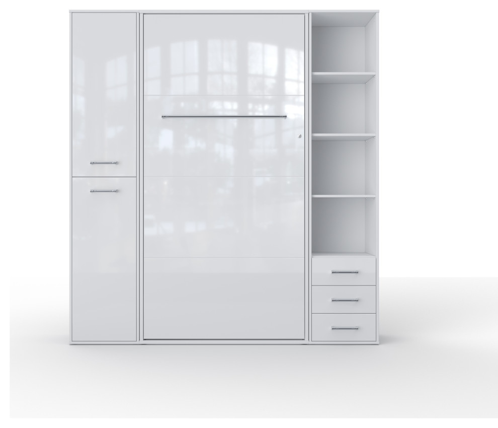 Contempo Vertical Wall Bed, European Queen Size with 2