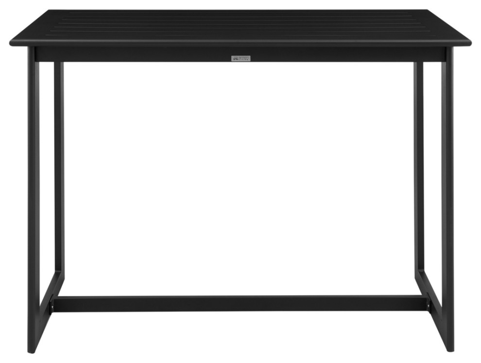 Ollie 59 Inch Patio Bar Height Dining Table Rectangular Tabletop Black