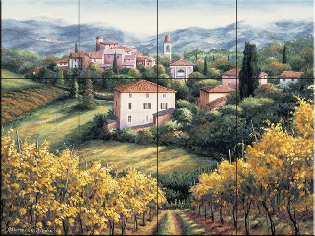 Tile Mural, A Vineyard View by Barbara Felisky, 17