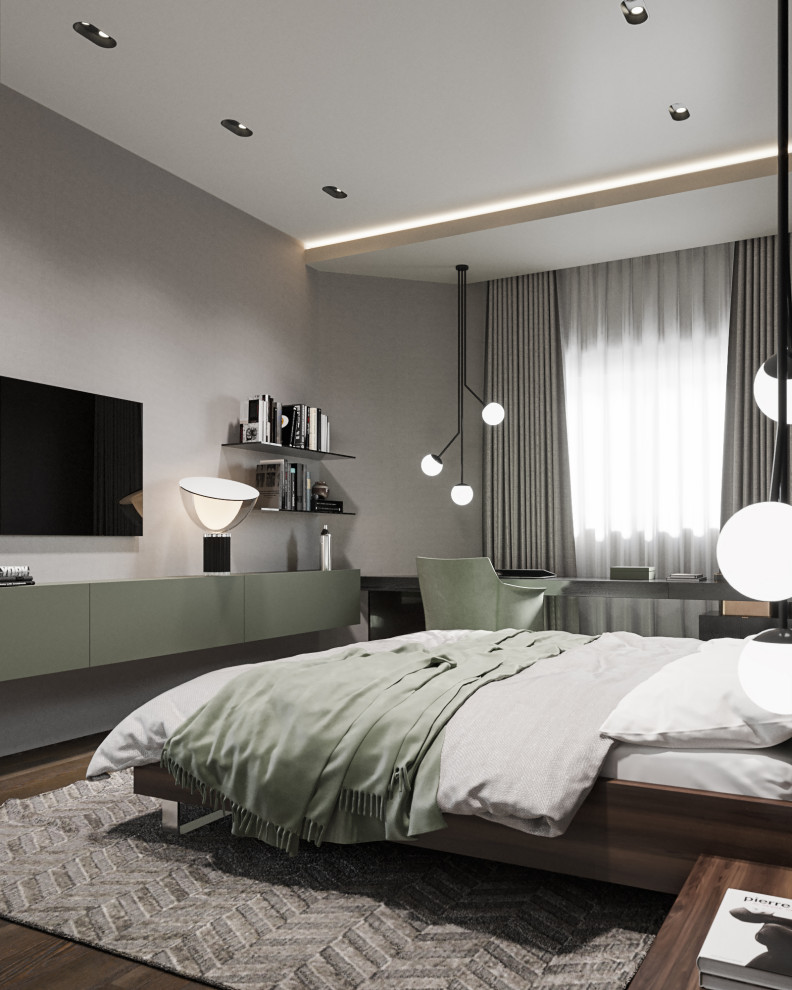 Спальня в современном стиле  в колониальных тонах