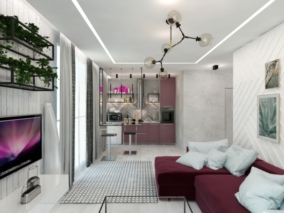 Минимализм в интерьере квартиры для отпуска в городе Сочи.