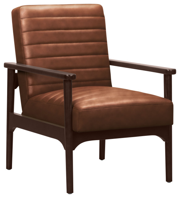 Felix 100 Top Grain Leather Accent Chair, Camel Midcentury Armchairs And Accent Chairs by