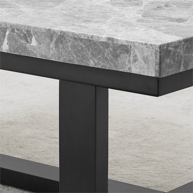 Lucca Gray Marble and Espresso Wood Coffee Table - Transitional ...
