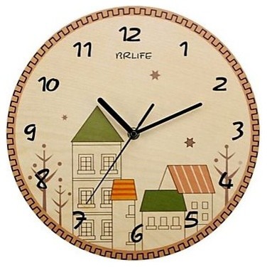 Originality Wall Clock Colourful Houses Mute LC1092