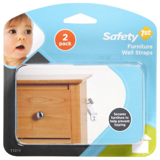 Safety 1St® 11014 Furniture Wall Strap, White, 2Pack Traditional And Drawer