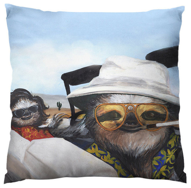Sloth Vegas Throw Pillow, 14"x14", Stuffed