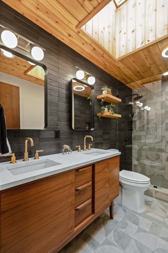 Inspiration for a mid-century modern bathroom remodel in Seattle