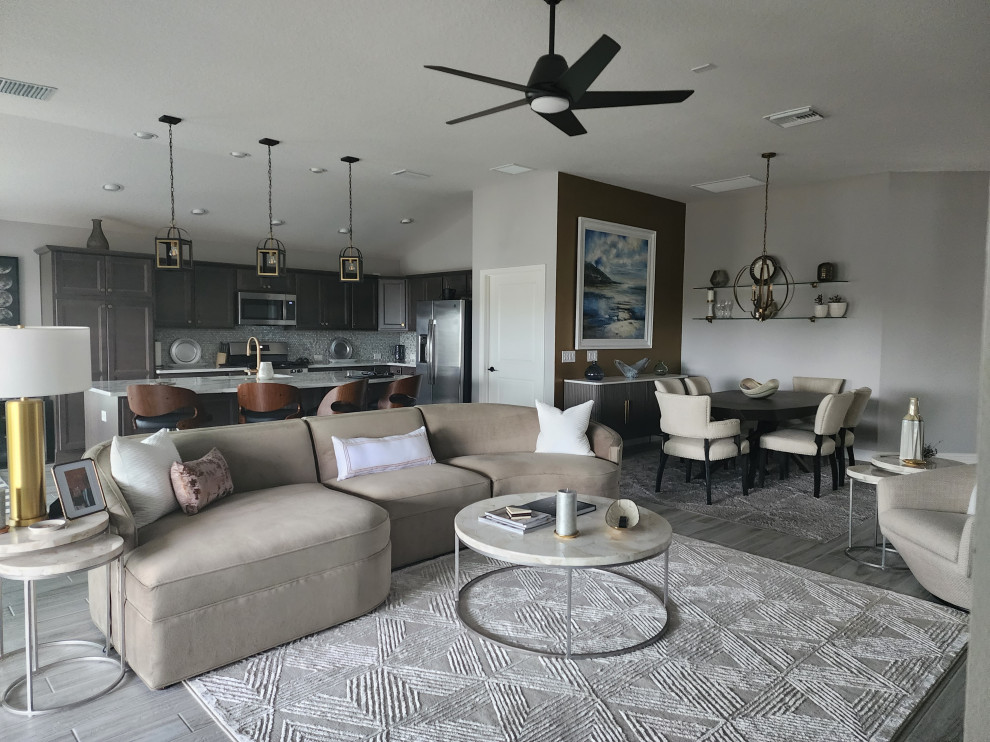 Example of a large trendy open concept living room design in Cincinnati