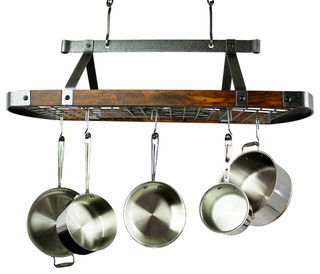 Enclume 45 Oval Ceiling Pot Rack Hammered Steel W Tigerwood 18 Enclume 45 Oval Ceiling Pot Rack Hammered Steel W Tigerwood 18 Hooks Rustic Racks And Accessories By