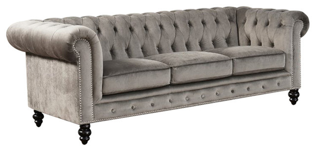 Grand Chesterfield Sofa Gray Traditional Sofas By Abbyson Living Grand Chesterfield Sofa Gray