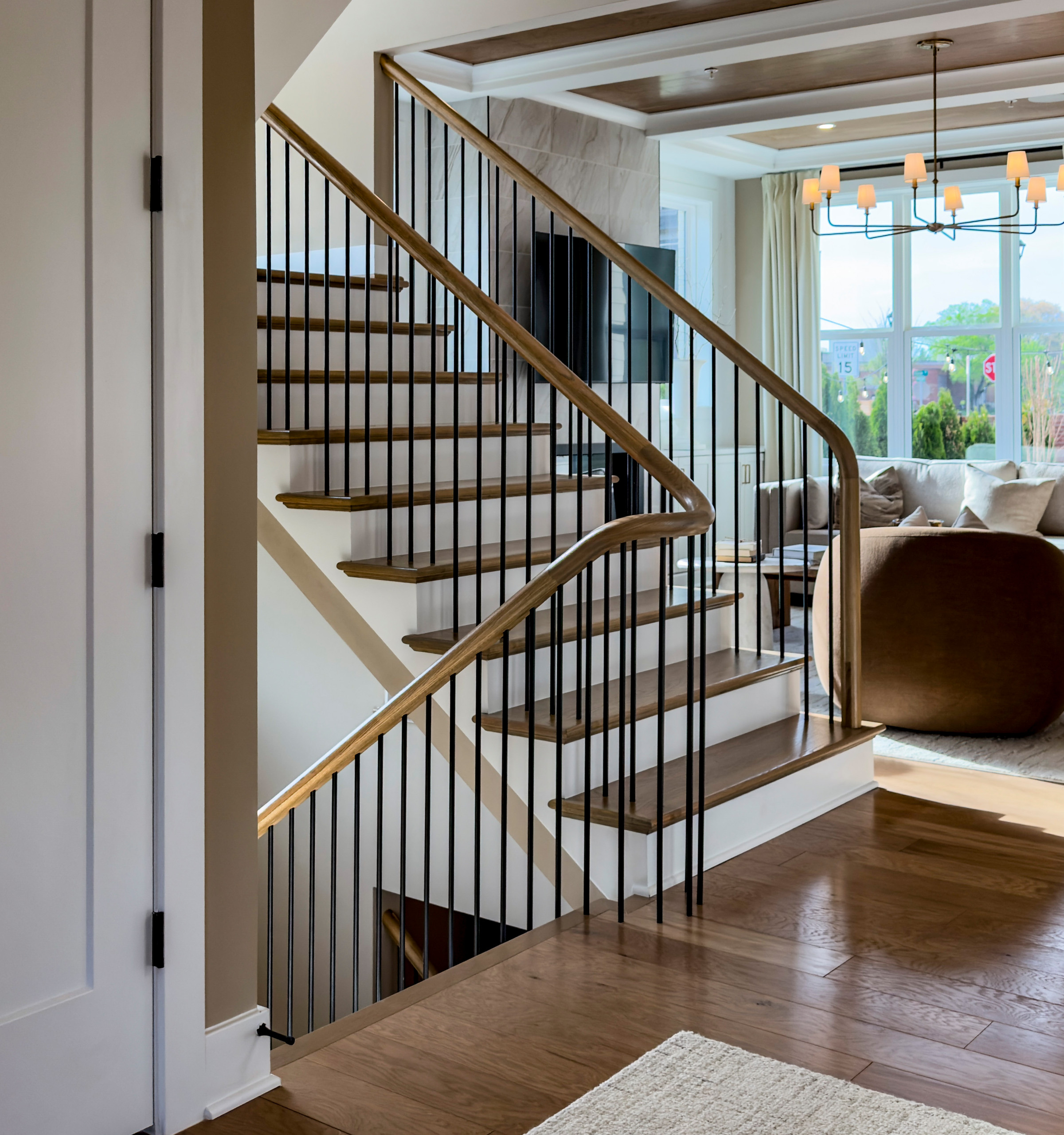 Project #153 | Sophisticated Red Oak Stair with Metal Balusters