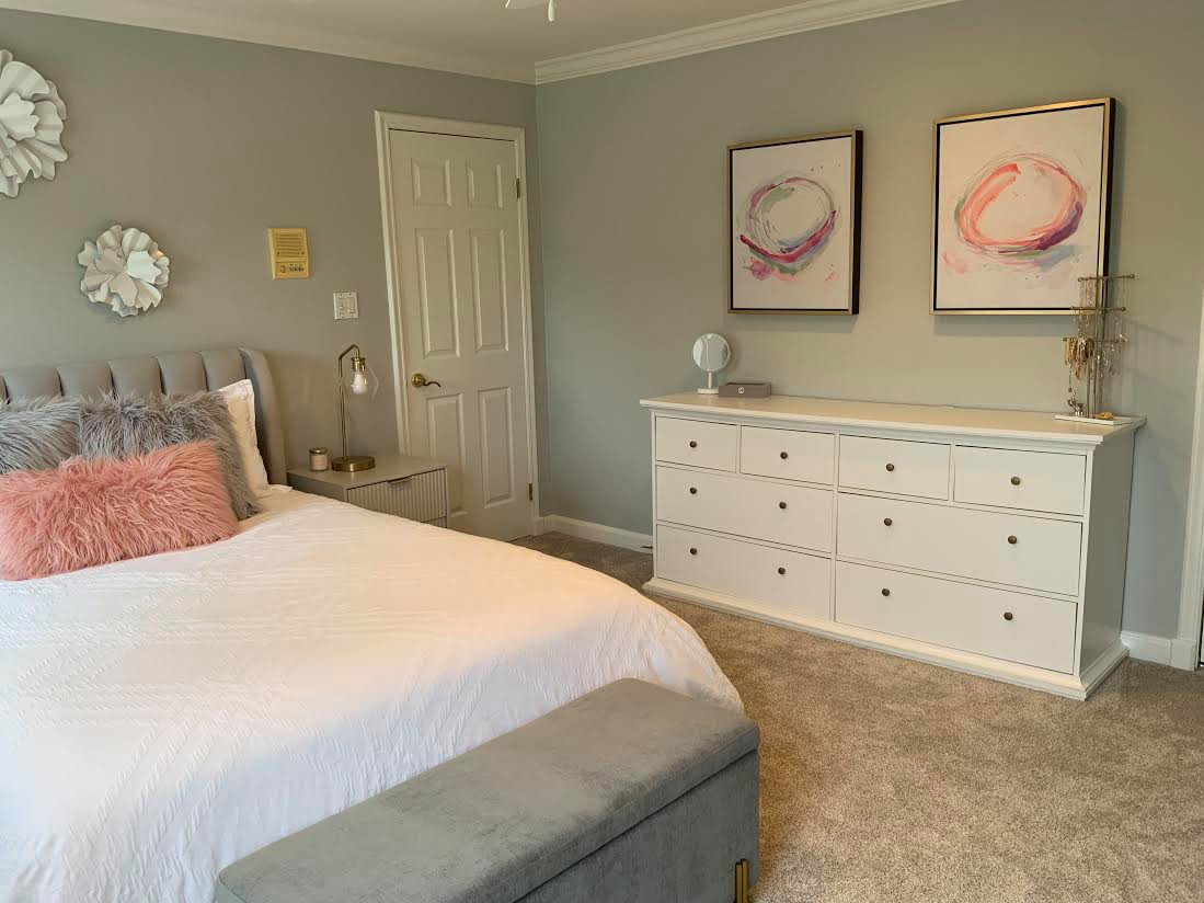 Teen Bedroom with Pops of Gray and Pink