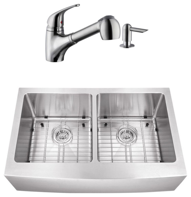 32 88 50 A Front Stainless Steel Kitchen Sink And Low 32 88 50 A Front Stainless Steel Kitchen Sink And Low Profile Faucet Contemporary Sinks By The Distribution Point