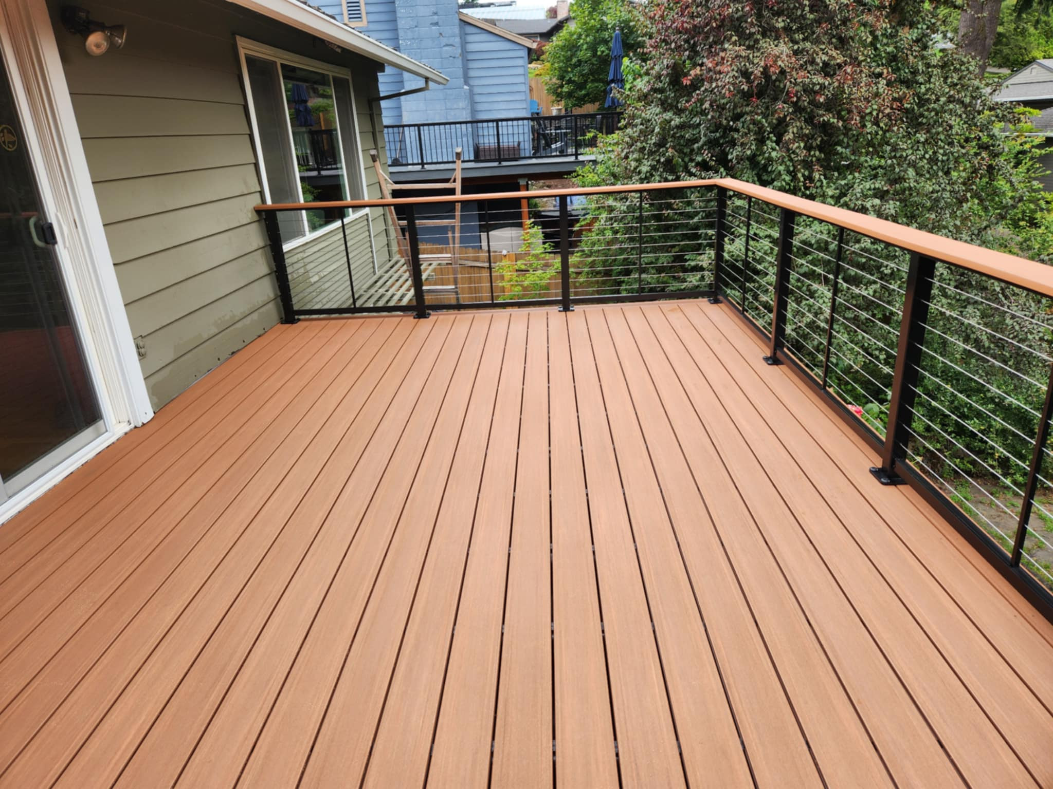 PVC Deck with cable railing and cocktail rail