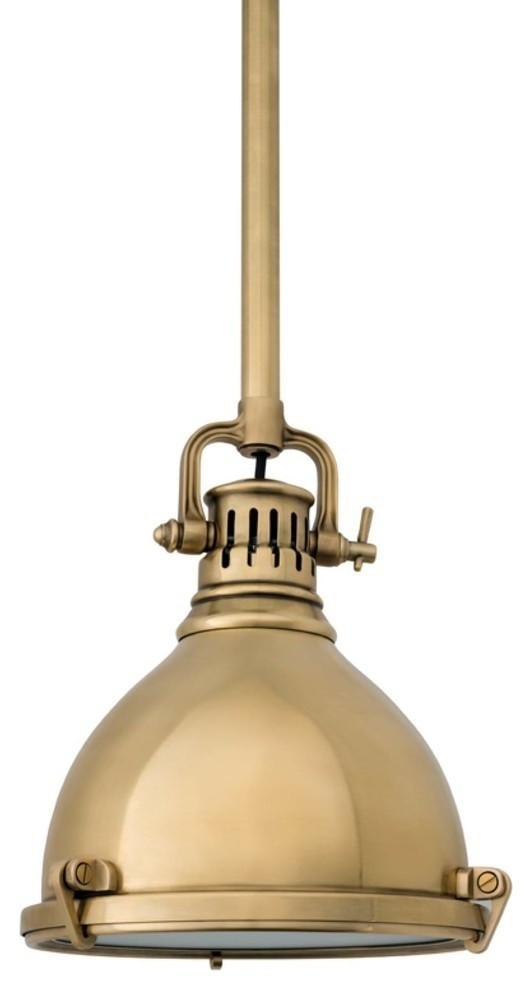 Pelham 1 Light Pendant in Aged Brass Traditional Pendant Lighting