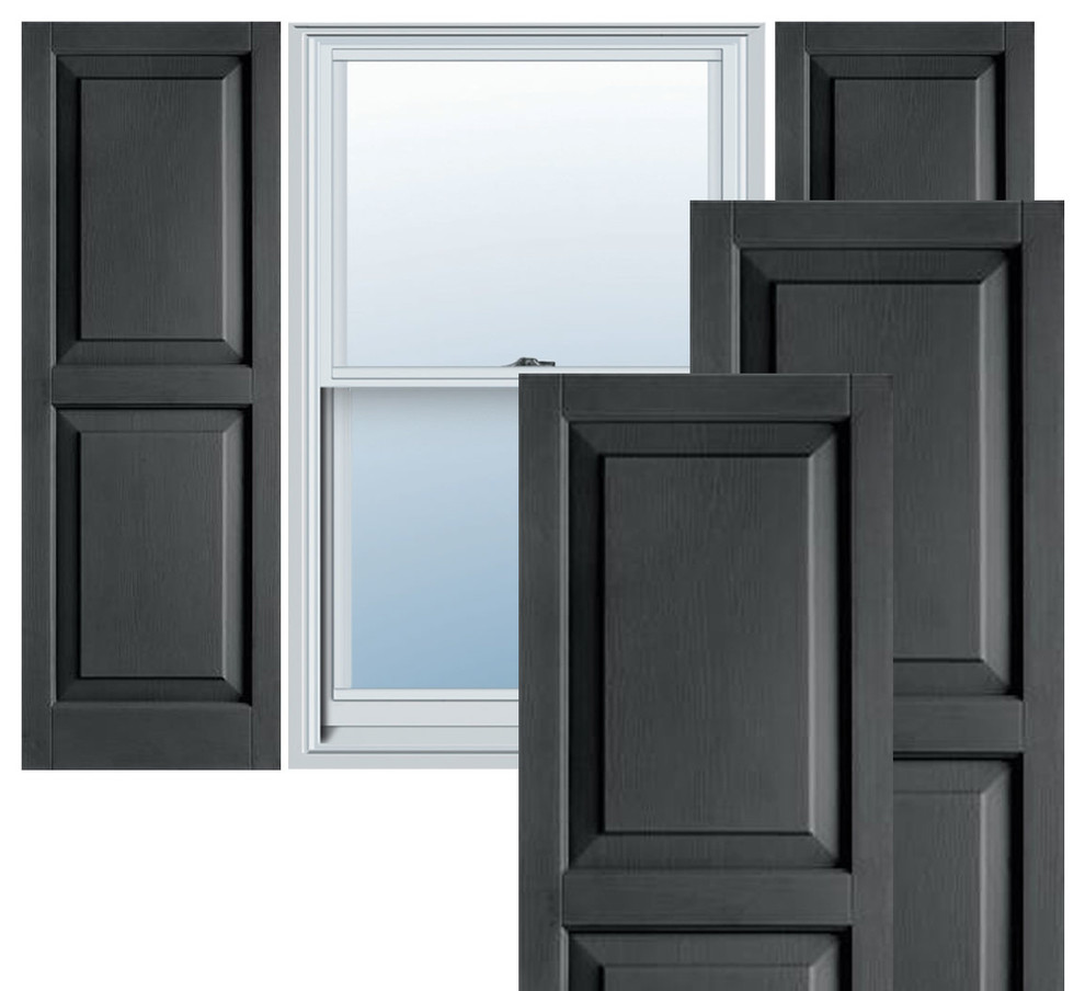 Builders Choice Vinyl Raised Panel Window Shutters, Pair, Gray, 12" X 67" Traditional