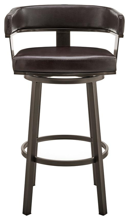 Cohen 30 Bar Height Swivel Bar Stool in Java Brown Finish and Chocolate