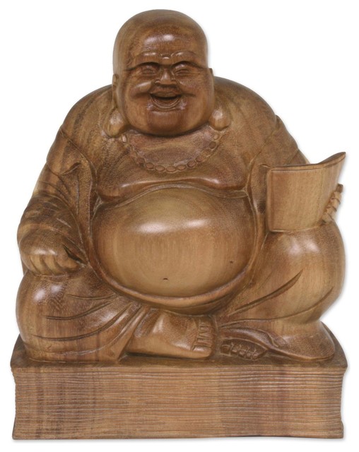 Buddhas Charm Wood Sculpture - Asian - Decorative Objects And Figurines ...