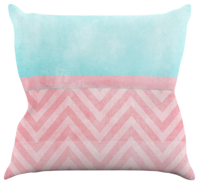 Ingrid Beddoes "Light Chevron Pink & Turquoise" Blush Aqua Throw Pillow, 20"x2