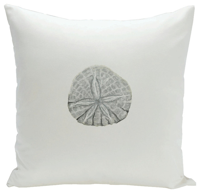 Polyester Decorative Pillow, Sanddollar, Whisper Blue, Grey, 16"x16"