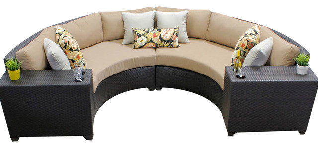 Bermuda Outdoor Wicker 4 Piece Patio Set Wheat Modern Bermuda Outdoor Wicker 4 Piece Patio Set Wheat