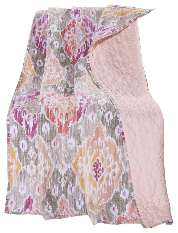 Greenland Home Fashions Ibiza Throw Blanket 50x60-inch Blush