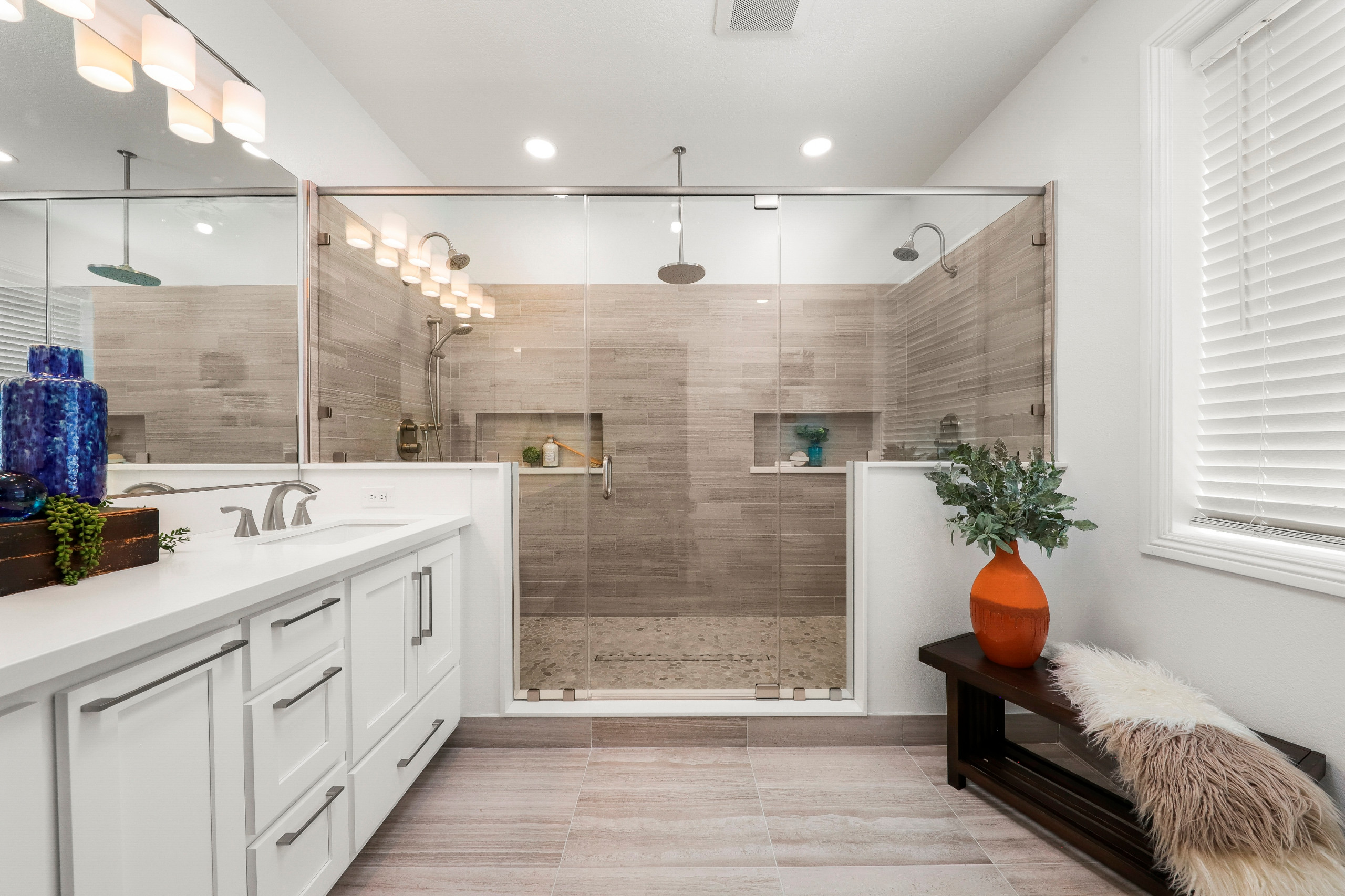 Rosamond, CA Master Bath Walk-in Shower remodel *Cypress