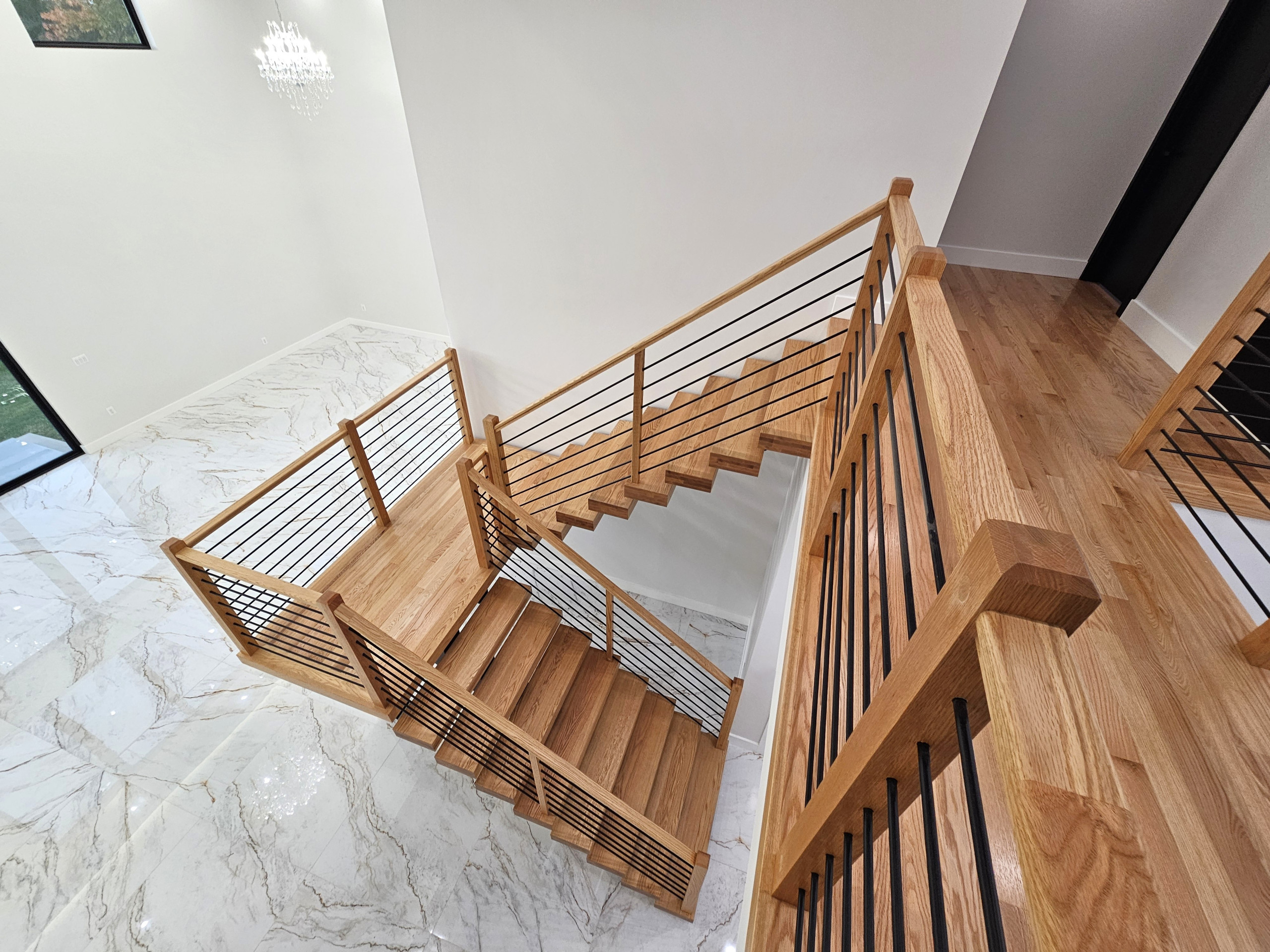 143_Modern Floating Red Oak and Metal Staircase, Sterling, VA