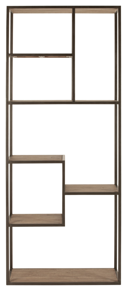 Rothwell Black and Brown Reclaimed Pine Industrial Bookshelf