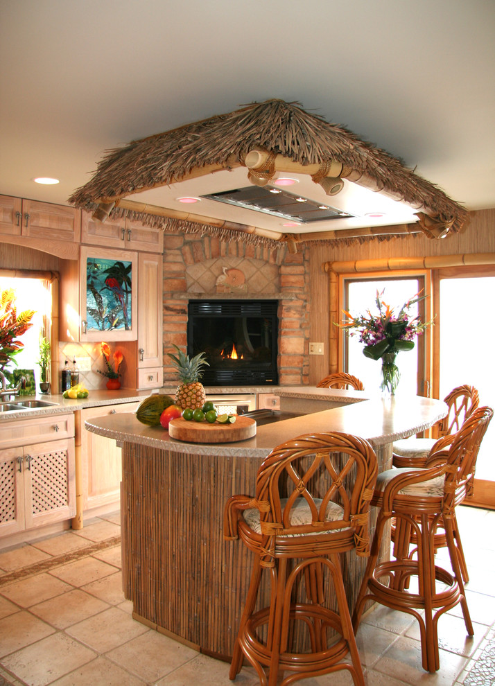 This is an example of a tropical kitchen in New York.